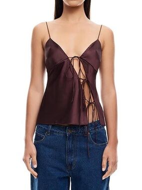 Lioness Chocolate Brown Satin Lace-Up Camisole